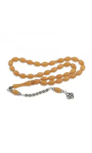 Gümüş Püskül Arpa Sıkma Kehribar Tesbih