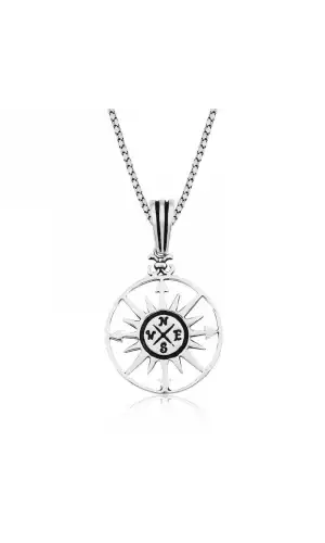 Gümüş Pusula Kolye