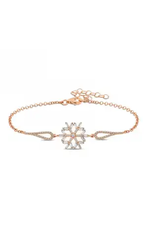 Gümüş Rose Baget Taşlı Kar Tanesi Bileklik