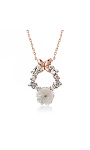 Gümüş Rose Bahar Çiçeği Kolye