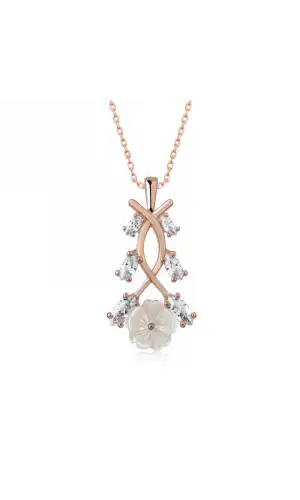 Gümüş Rose Bahar Çiçeği Kolye