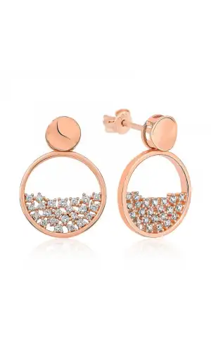 Gümüş Rose Çiğ Damlası Bayan Küpe