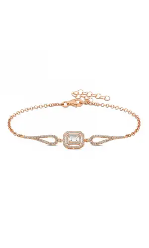 Gümüş Rose Dikdörtgen Baget Bileklik