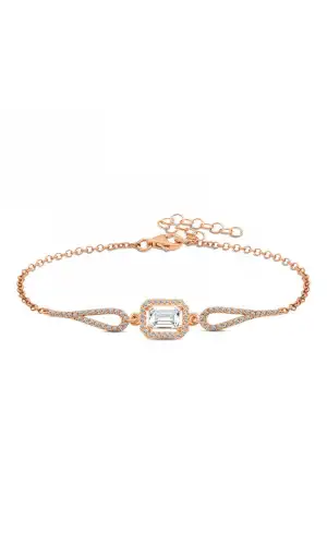 Gümüş Rose Dikdörtgen Baget Bileklik