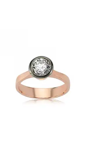 Gümüş Rose Elmas Montür Tek Taş Bayan Yüzük