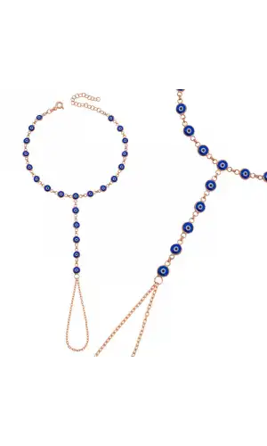 Gümüş Rose Lacivert Nazar Boncuklu Şahmeran