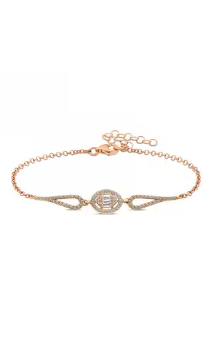 Gümüş Rose Oval Baget Bileklik