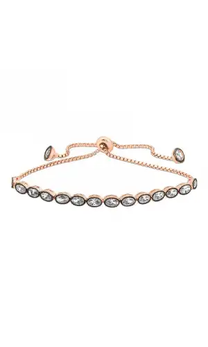 Gümüş Rose Oval Kesim Elmas Montür Asansör Bileklik