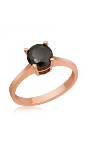Gümüş Rose Siyah Tektaş Yüzük