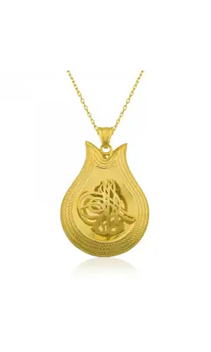 Gümüş Sarı Tuğra Bayan Kolye