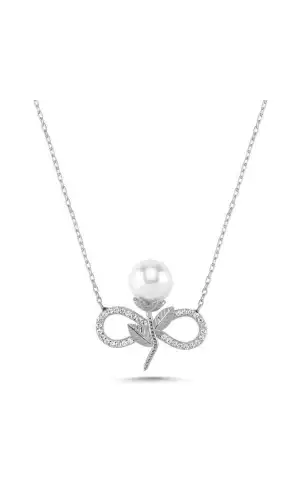 Gümüş Sonsuz İnci Bayan Kolye