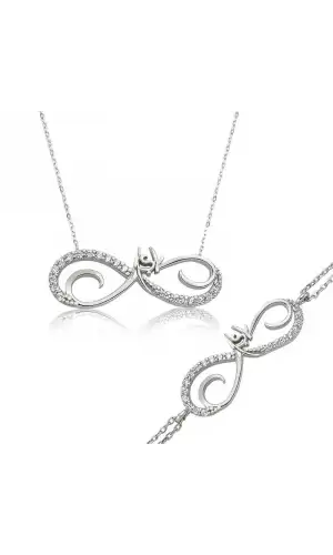 Gümüş Sonsuzluk Aşk Bayan Set