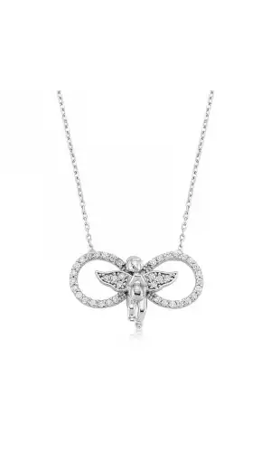 Gümüş Sonsuzluk Melek Bayan Kolye