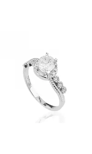 Gümüş Tek Taş Bayan Yüzük