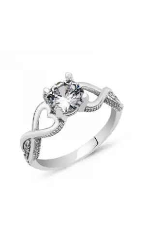 Gümüş Tek Taş Sonsuz Kalp Yüzük