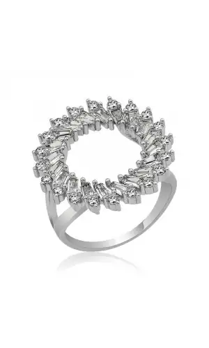 Gümüş Trapez Taşlı Bayan Yüzük