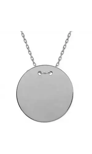 Gümüş Yuvarlak Plaka Kolye