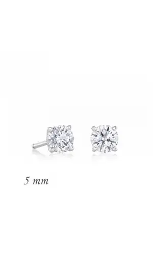 Gümüş Yuvarlak Tek Taş Zirkon Küpe - 5 mm