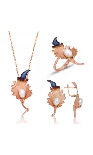 Gümüş Zambak Çiçeği Bayan Set