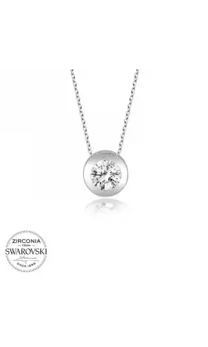 Swarovski Gümüş Tektaş Bayan Kolye
