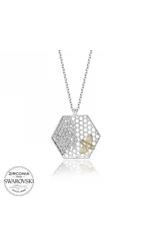 Swarovski Taşlı Gümüş Arı Bayan Kolye