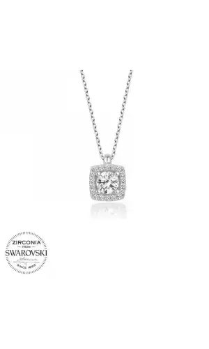 Swarovski Taşlı Gümüş  Baget Tektaş Bayan Kolye