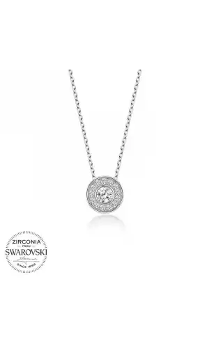 Swarovski Taşlı Gümüş Çember Tektaş Bayan Kolye