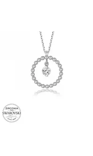 Swarovski Taşlı Gümüş Çember Tektaş Bayan Kolye