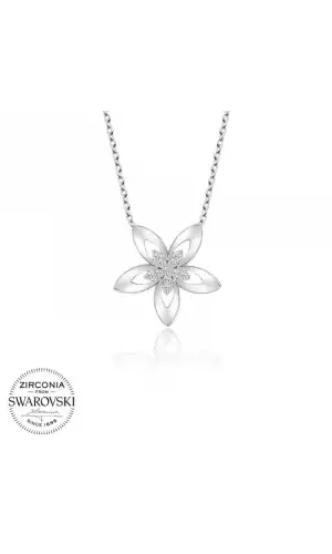 Swarovski Taşlı Gümüş Çiçek Bayan Kolye