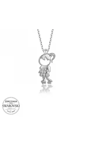 Swarovski Taşlı Gümüş Çocuk Bayan Kolye