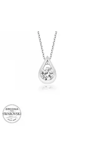 Swarovski Taşlı Gümüş Damla Tektaş Bayan Kolye