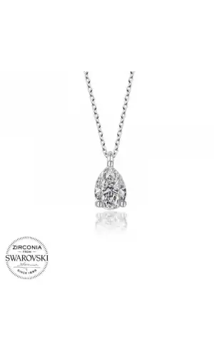 Swarovski Taşlı Gümüş Damla Tektaş Bayan Kolye
