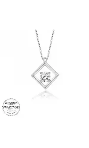 Swarovski Taşlı Gümüş Dörtgen Bayan Kolye