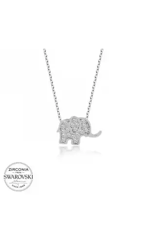 Swarovski Taşlı Gümüş Fil Bayan Kolye