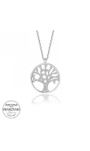 Swarovski Taşlı Gümüş Hayat Ağacı Bayan Kolye