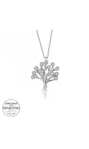 Swarovski Taşlı Gümüş Hayat Ağacı Bayan Kolye