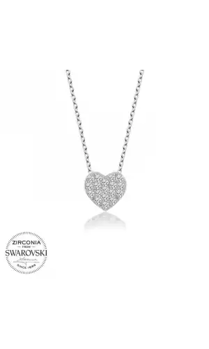 Swarovski Taşlı Gümüş Kalp Bayan Kolye