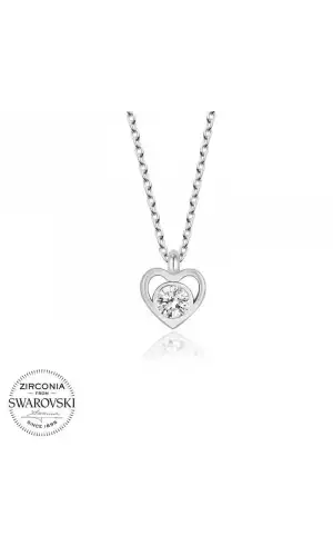 Swarovski Taşlı Gümüş Kalp Bayan Kolye