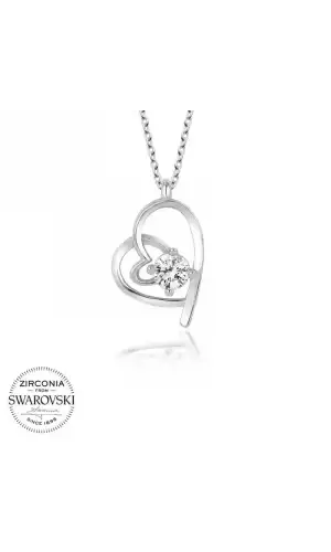 Swarovski Taşlı Gümüş Kalp Bayan Kolye
