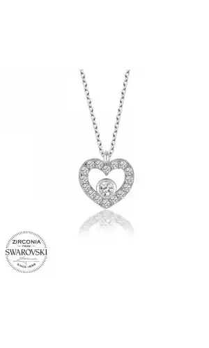 Swarovski Taşlı Gümüş Kalp Bayan Kolye