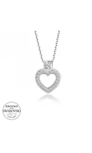 Swarovski Taşlı Gümüş Kalp Bayan Kolye