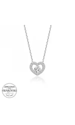 Swarovski Taşlı Gümüş Kalp Bayan Kolye