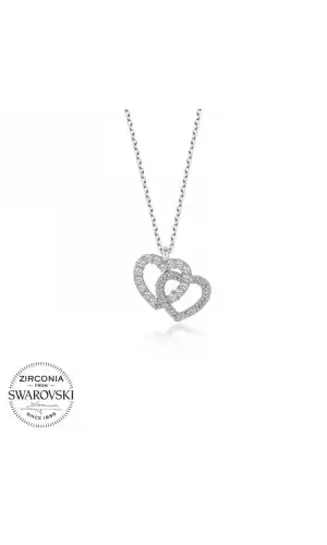 Swarovski Taşlı Gümüş Kalp Bayan Kolye