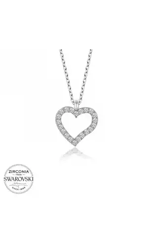 Swarovski Taşlı Gümüş Kalp Bayan Kolye