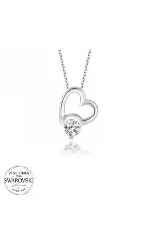 Swarovski Taşlı Gümüş Kalp Bayan Kolye