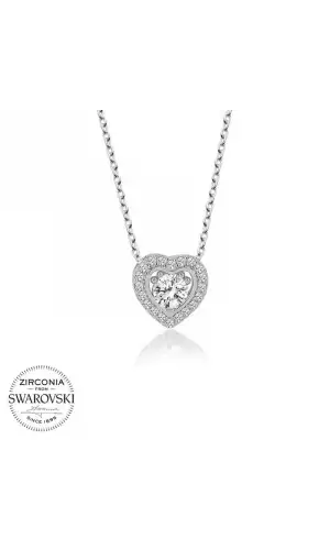 Swarovski Taşlı Gümüş Kalp Bayan Kolye