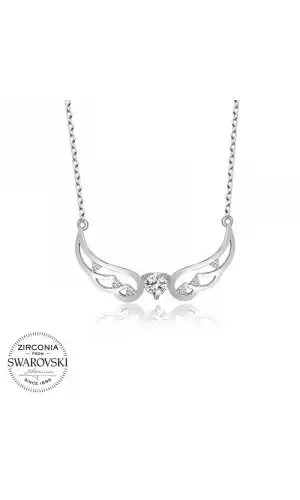 Swarovski Taşlı Gümüş Kanat Bayan Kolye