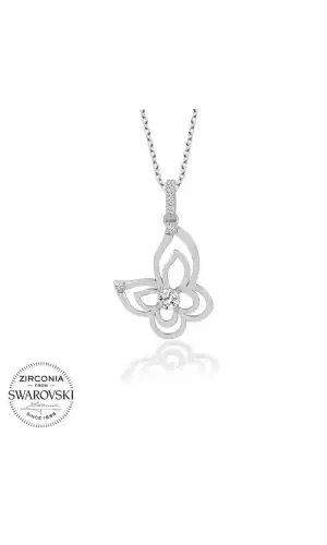 Swarovski Taşlı Gümüş Kelebek Bayan Kolye
