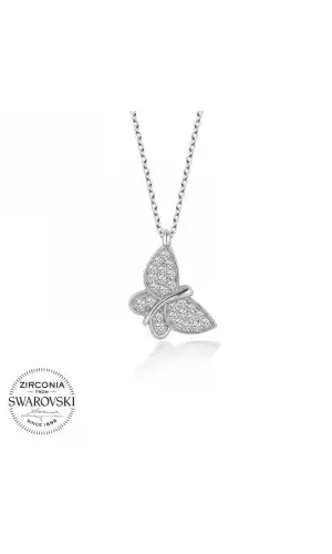 Swarovski Taşlı Gümüş Kelebek Bayan Kolye