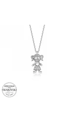 Swarovski Taşlı Gümüş Kız Çocuk Bayan Kolye